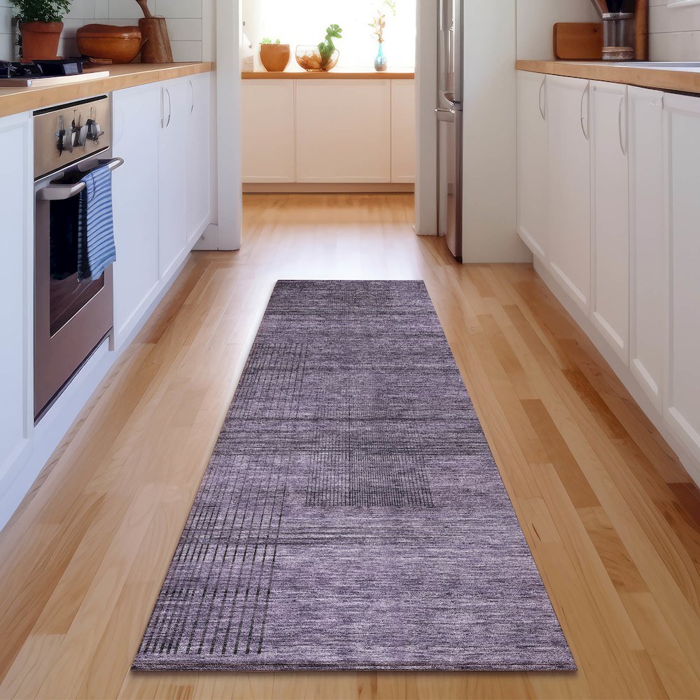 Premium Machine Washable Mayfield AMF820 Plum 2'3" x 7'6" Runner Rug. Picture 5