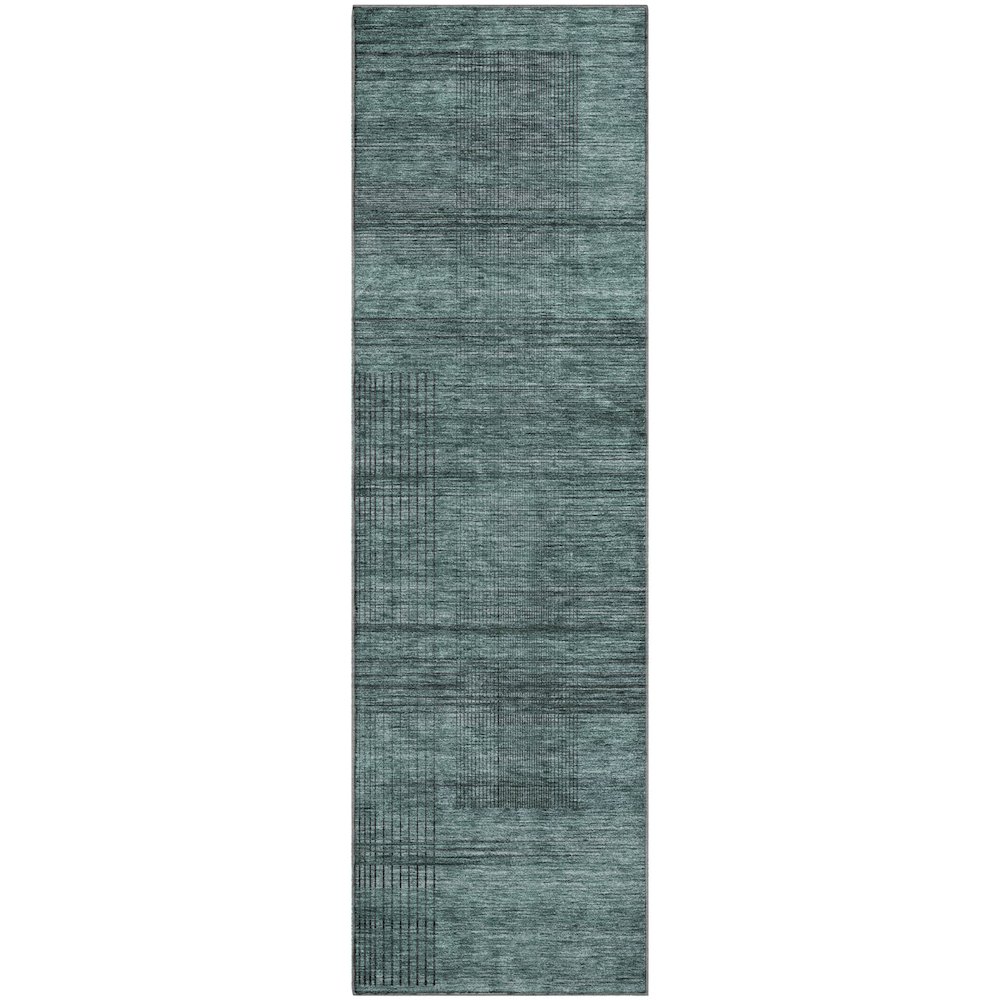 Premium Machine Washable Mayfield AMF820 Teal 2'3" x 7'6" Runner Rug. Picture 1