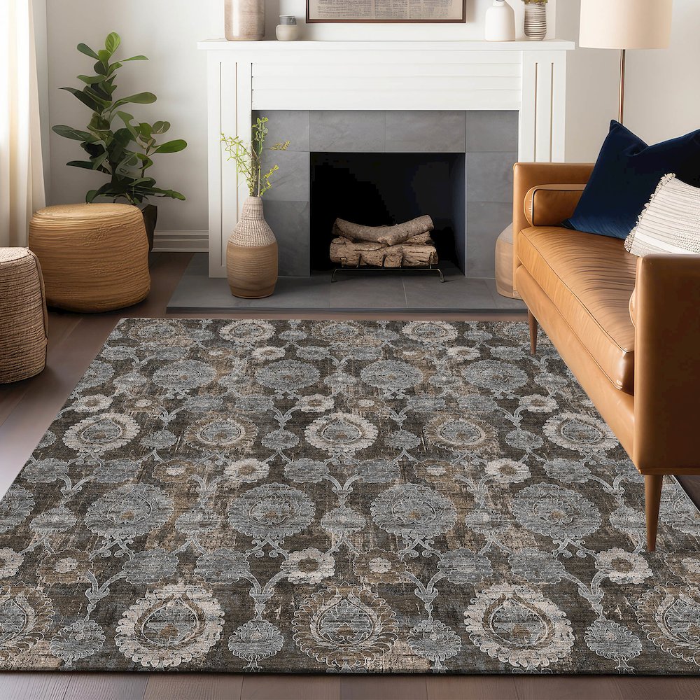 Premium Machine Washable Mayfield AMF821 Chocolate 2'6" x 3'10" Rug. Picture 6