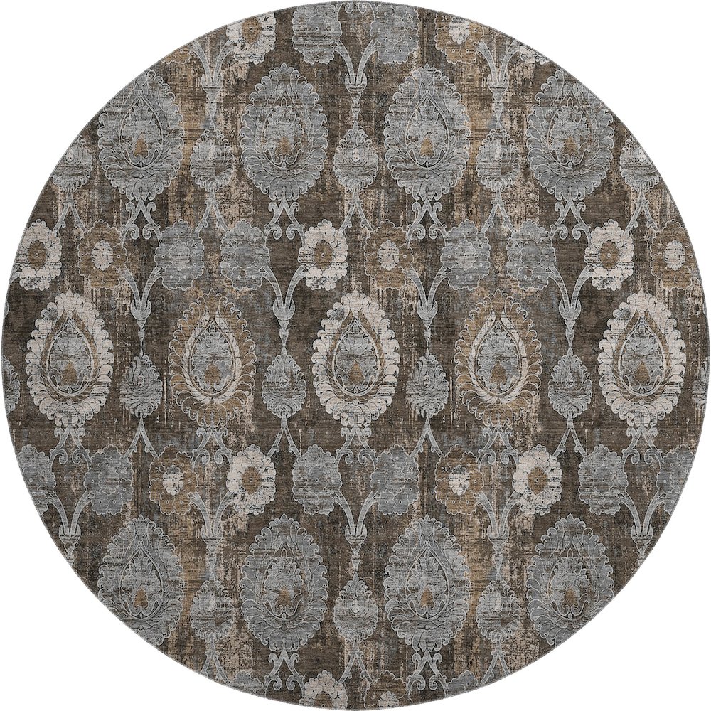Premium Machine Washable Mayfield AMF821 Chocolate 8' x 8' Round Rug. Picture 1