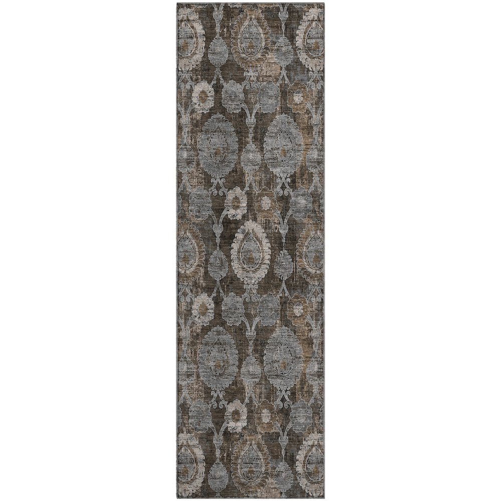 Premium Machine Washable Mayfield AMF821 Chocolate 2'3" x 7'6" Runner Rug. Picture 1