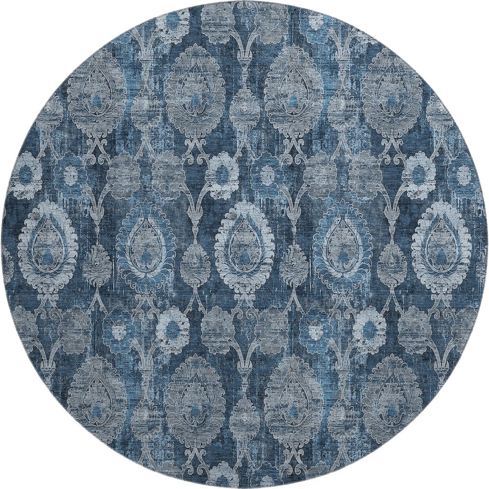 Premium Machine Washable Mayfield AMF821 Navy 8' x 8' Round Rug. Picture 1