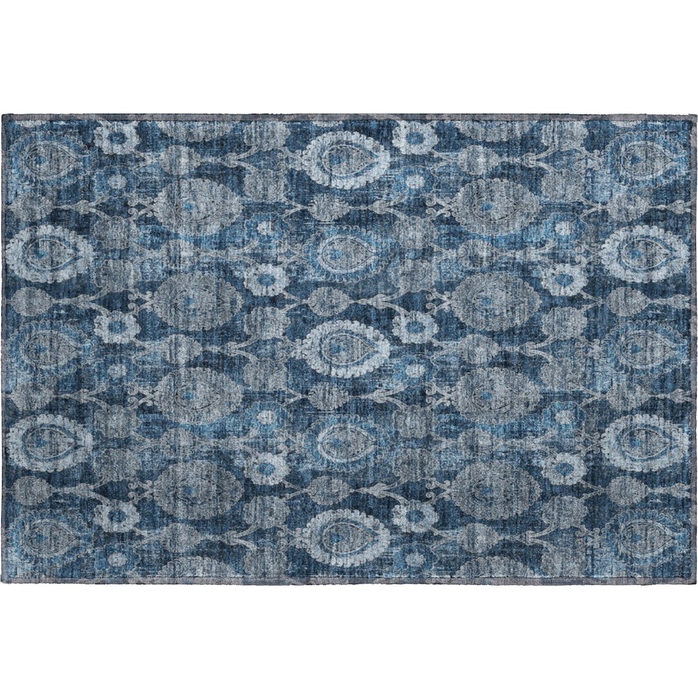 Premium Machine Washable Mayfield AMF821 Navy 1'8" x 2'6" Rug. Picture 1
