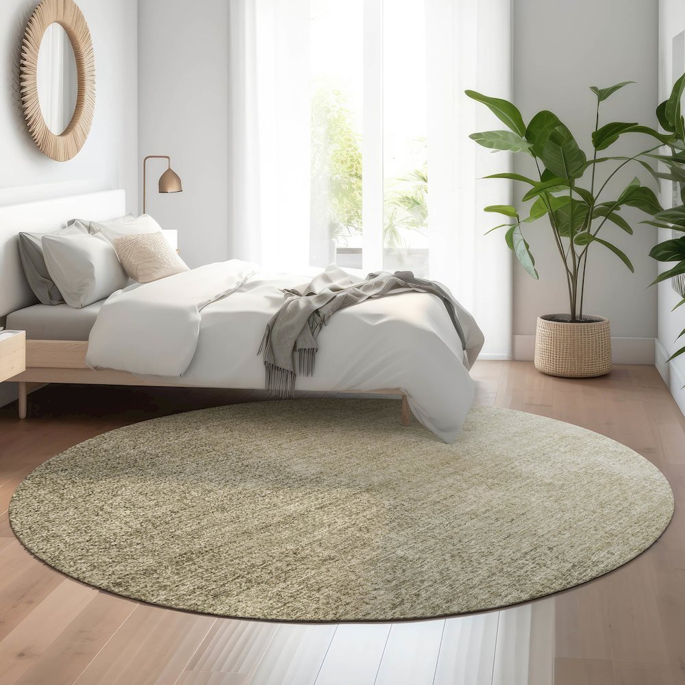 Premium Machine Washable Mayfield AMF822 Brown 8' x 8' Round Rug. Picture 5