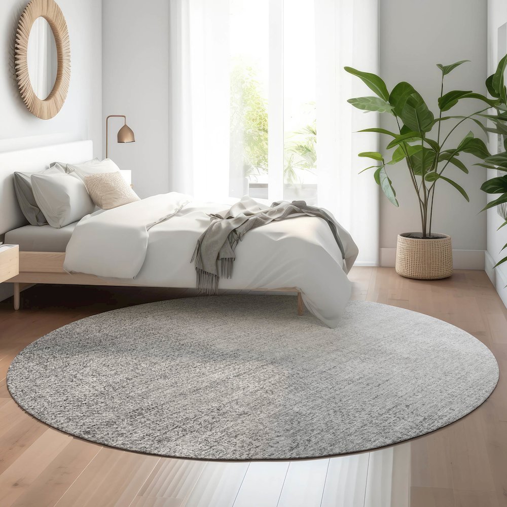 Premium Machine Washable Mayfield AMF822 Gray 8' x 8' Round Rug. Picture 5
