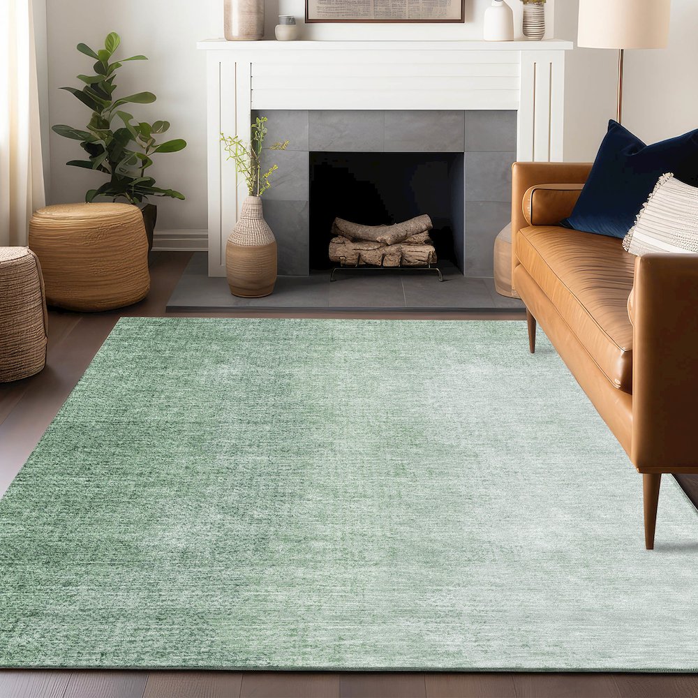 Premium Machine Washable Mayfield AMF822 Green 2'6" x 3'10" Rug. Picture 6