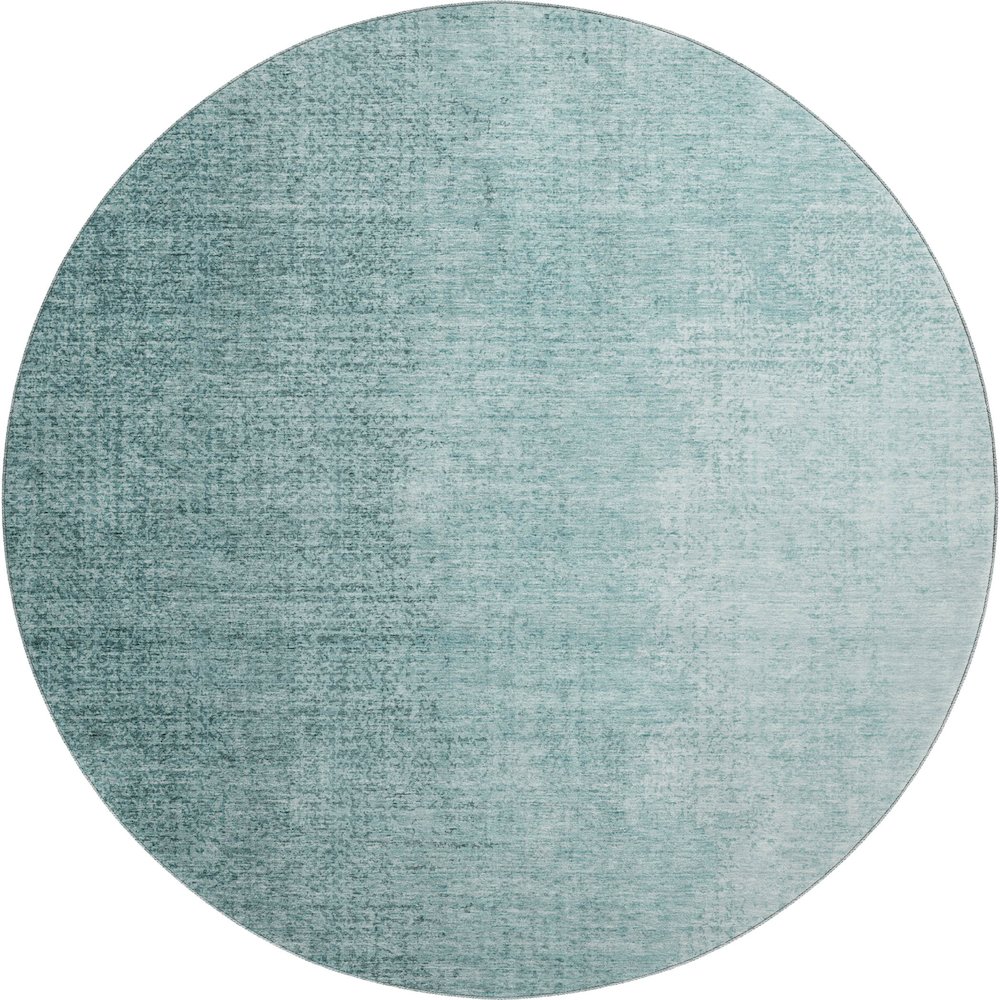 Premium Machine Washable Mayfield AMF822 Teal 8' x 8' Round Rug. Picture 1