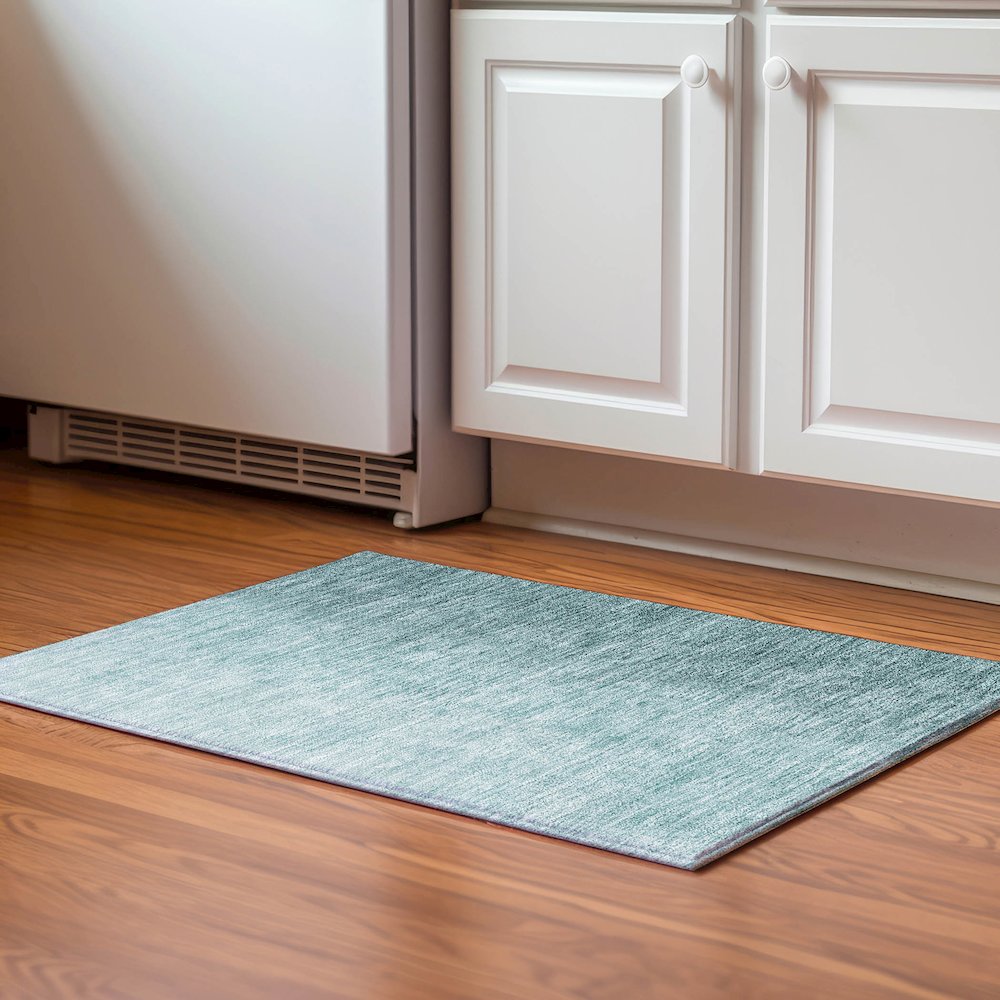Premium Machine Washable Mayfield AMF822 Teal 1'8" x 2'6" Rug. Picture 5