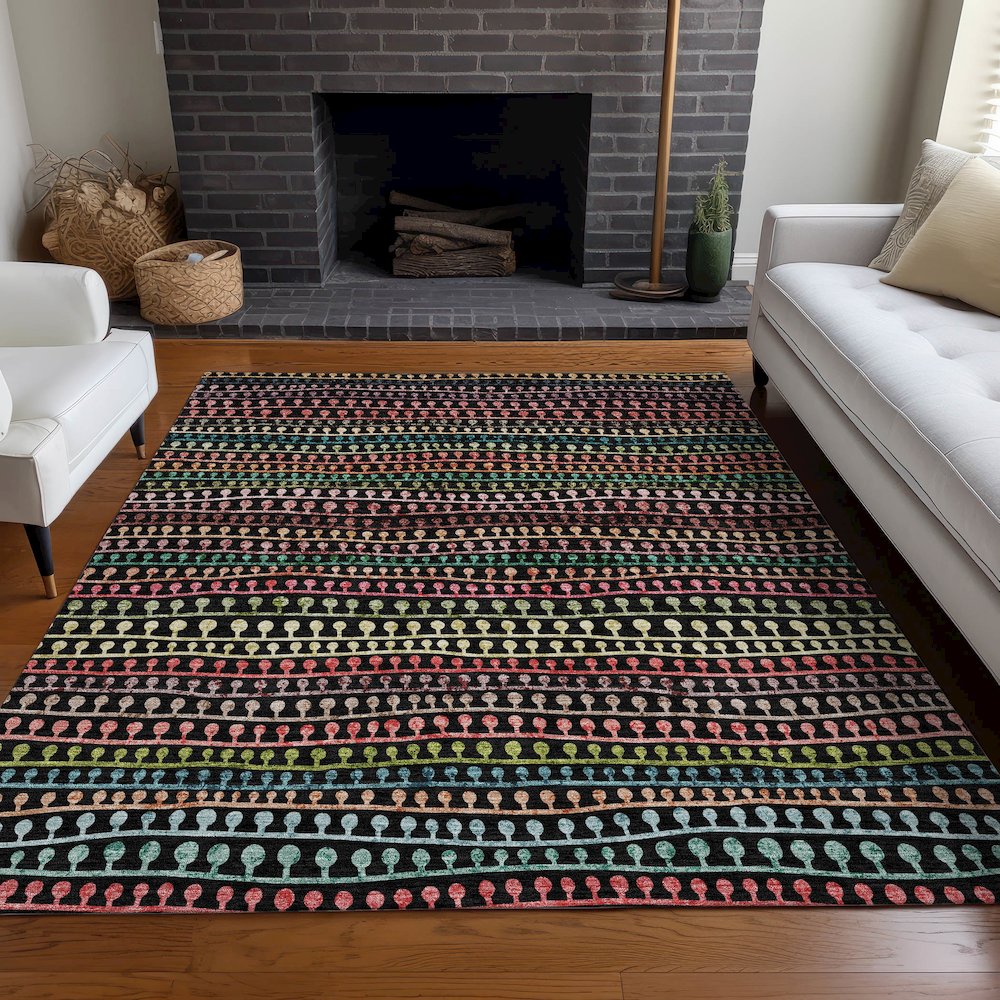 Premium Machine Washable Mayfield AMF823 Black 2'6" x 3'10" Rug. Picture 5