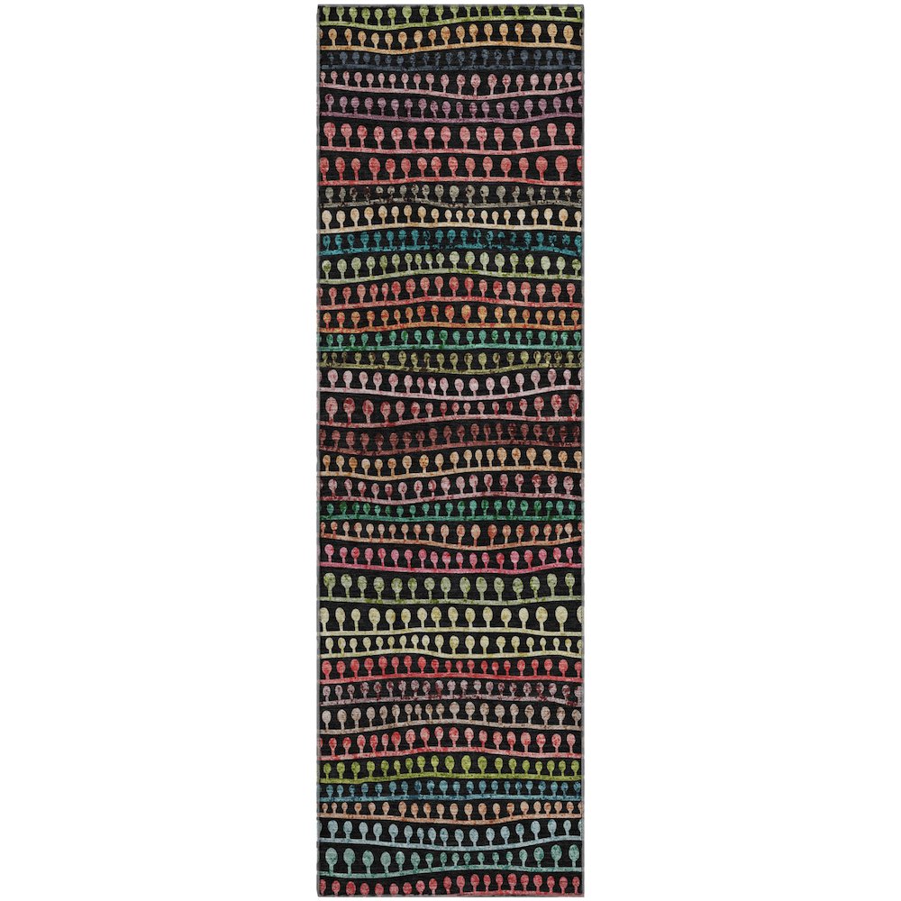 Premium Machine Washable Mayfield AMF823 Black 2'3" x 7'6" Runner Rug. Picture 1