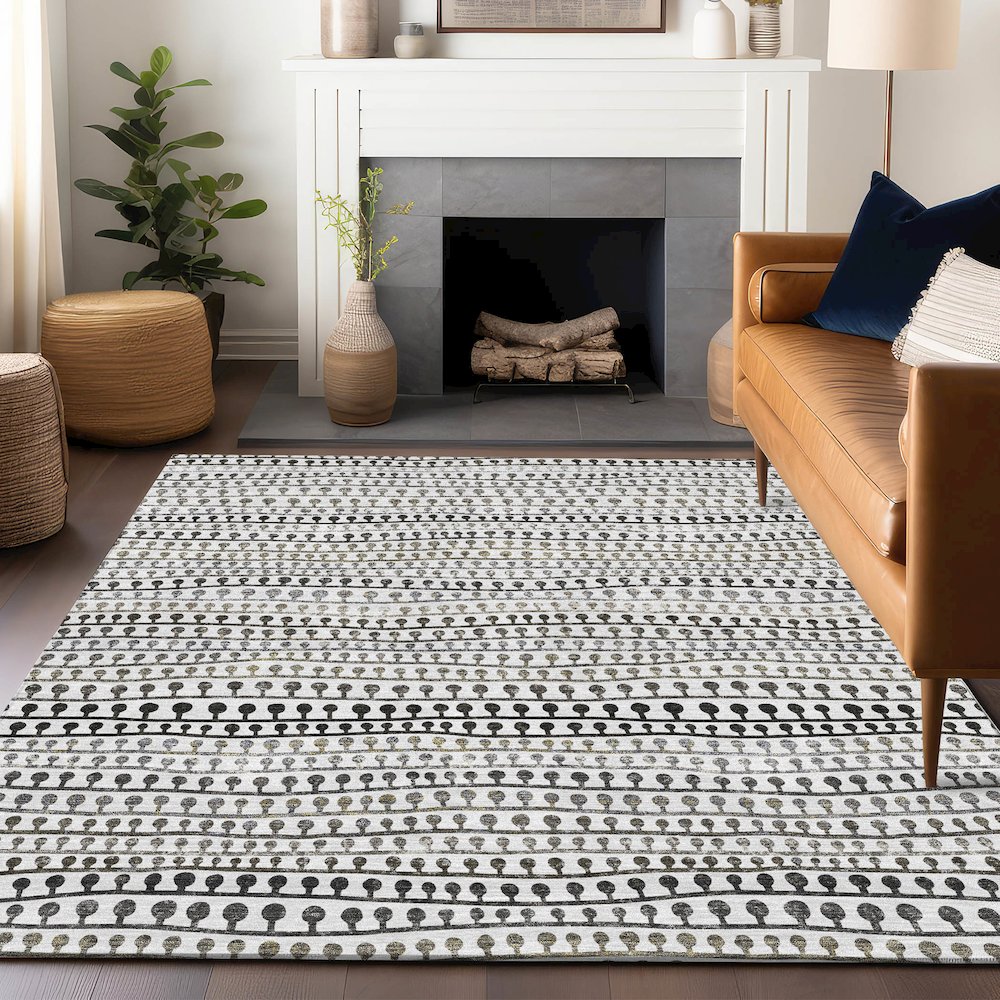 Premium Machine Washable Mayfield AMF823 Ivory 2'6" x 3'10" Rug. Picture 6