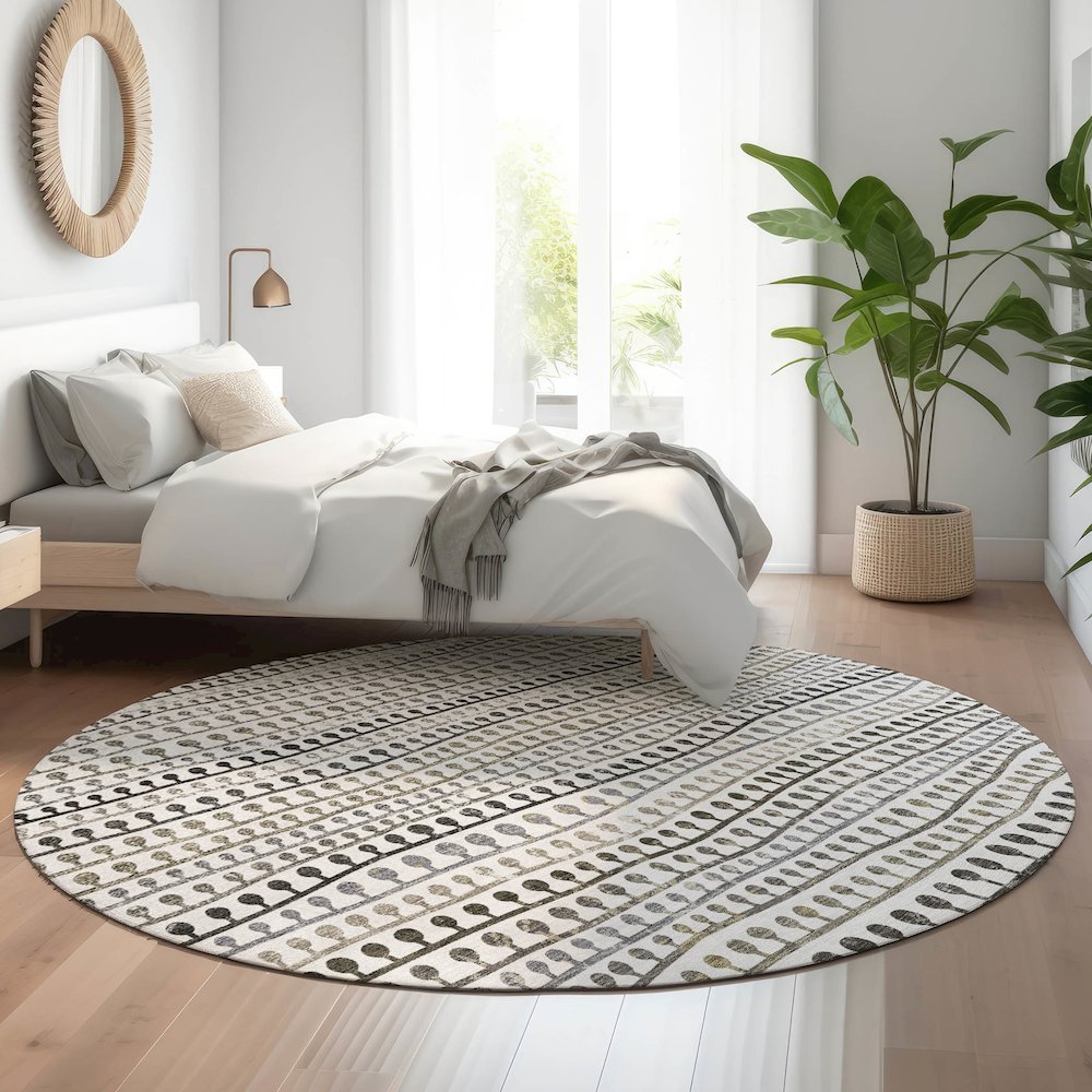 Premium Machine Washable Mayfield AMF823 Ivory 8' x 8' Round Rug. Picture 5