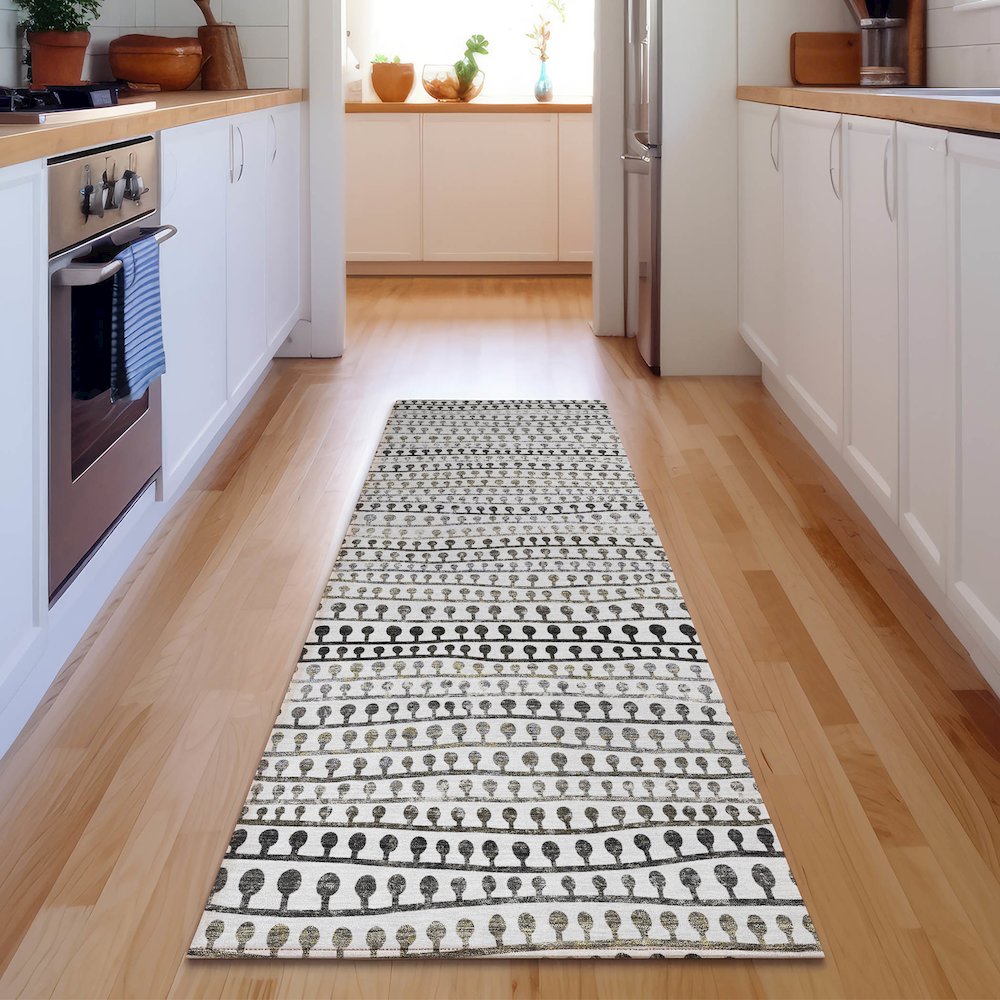 Premium Machine Washable Mayfield AMF823 Ivory 2'3" x 7'6" Runner Rug. Picture 5