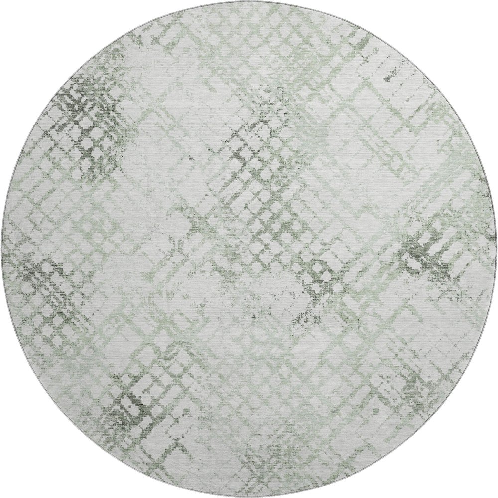 Premium Machine Washable Mayfield AMF824 Green 8' x 8' Round Rug. Picture 1