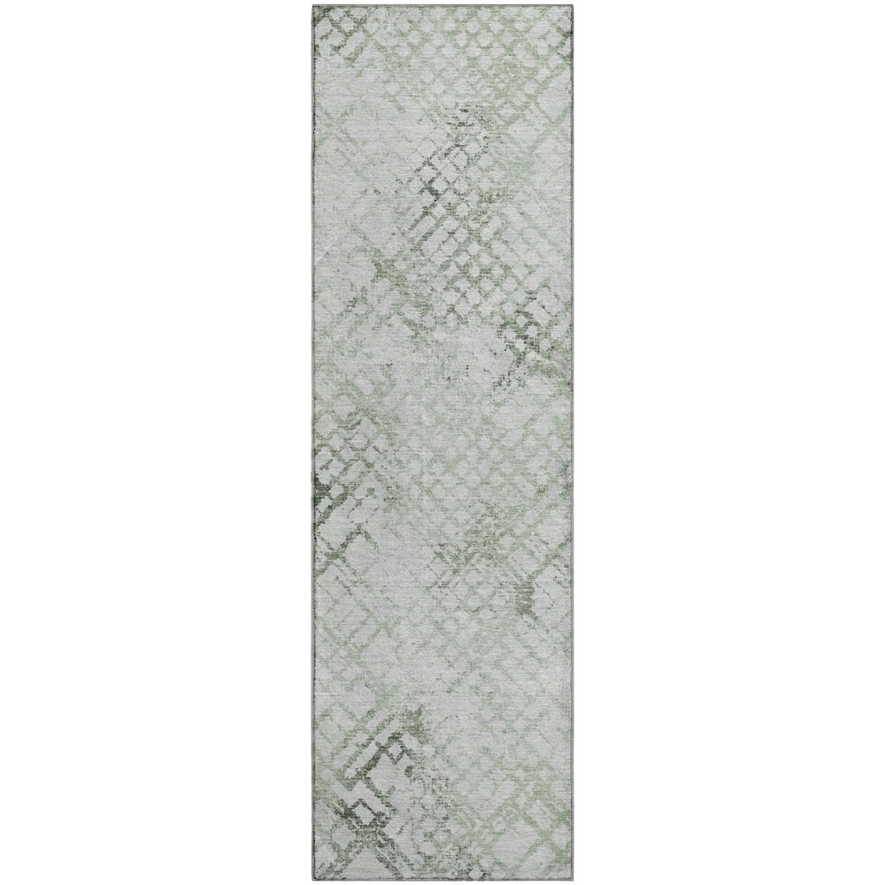 Premium Machine Washable Mayfield AMF824 Green 2'3" x 7'6" Runner Rug. Picture 1