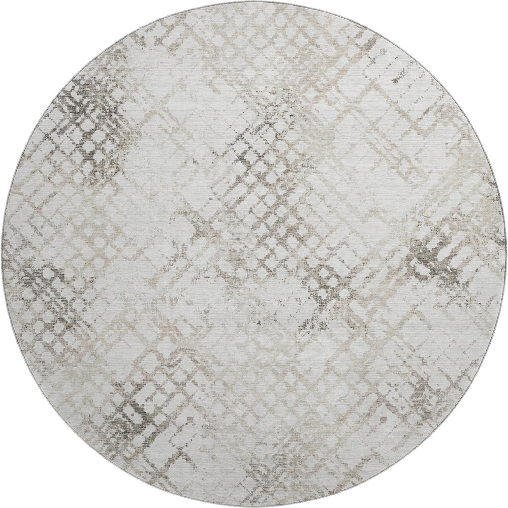 Premium Machine Washable Mayfield AMF824 Taupe 8' x 8' Round Rug. Picture 1