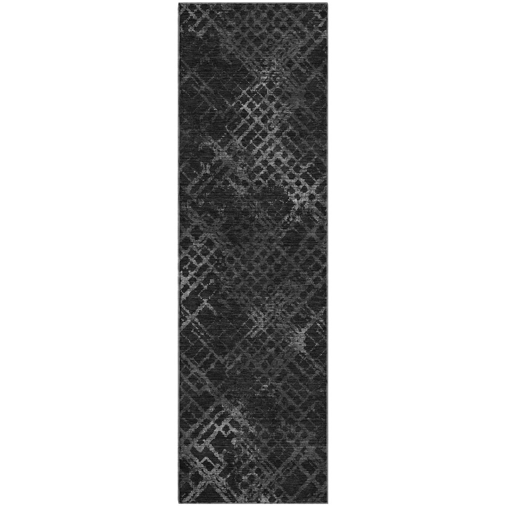 Premium Machine Washable Mayfield AMF825 Charcoal 2'3" x 7'6" Runner Rug. Picture 1