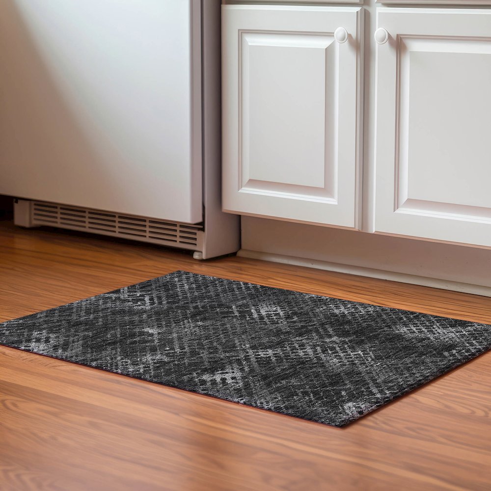Premium Machine Washable Mayfield AMF825 Charcoal 1'8" x 2'6" Rug. Picture 5