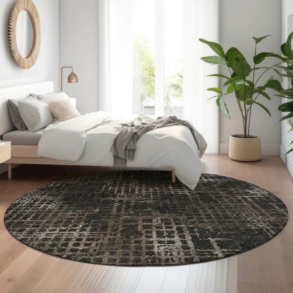Premium Machine Washable Mayfield AMF825 Fudge 8' x 8' Round Rug. Picture 5