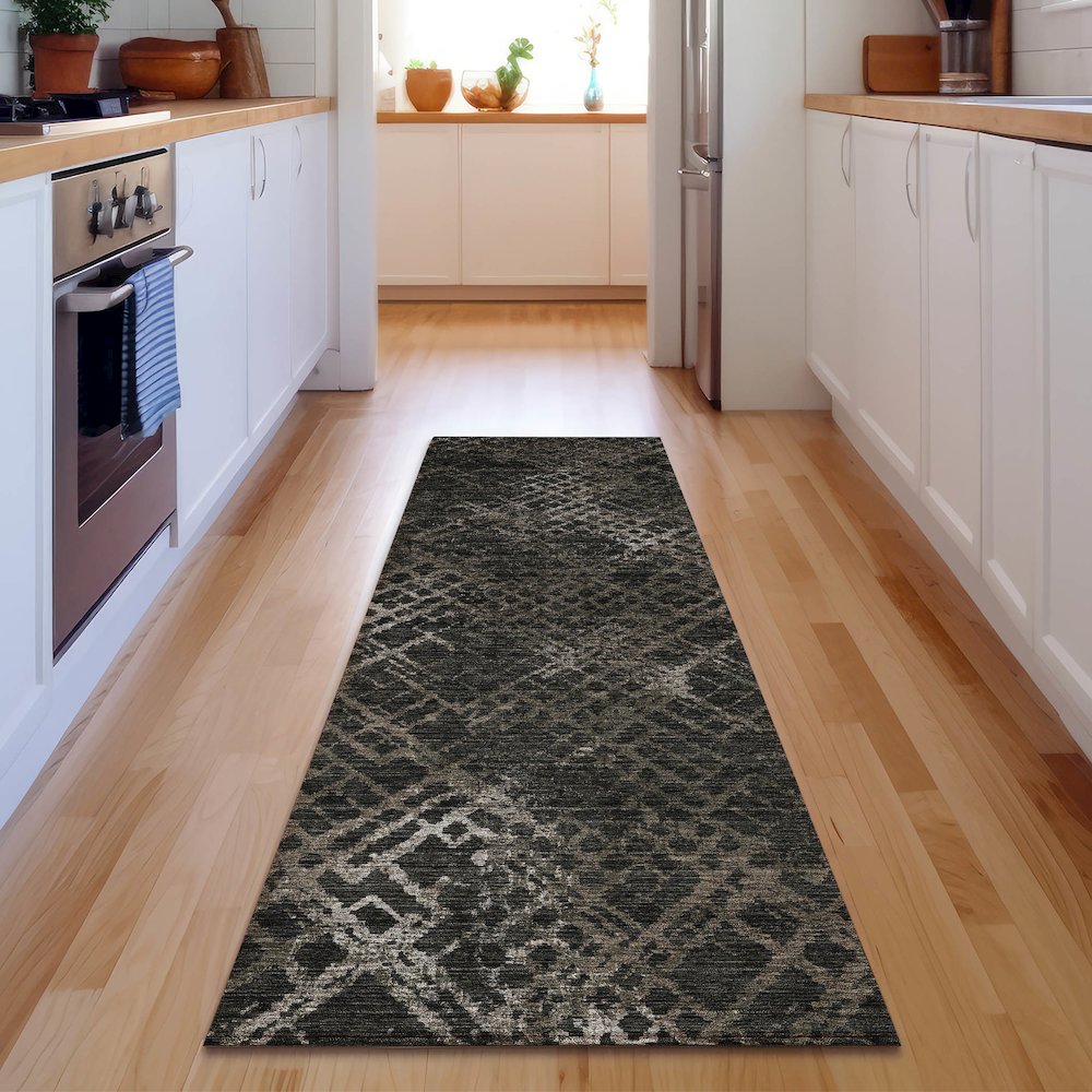 Premium Machine Washable Mayfield AMF825 Fudge 2'3" x 7'6" Runner Rug. Picture 5