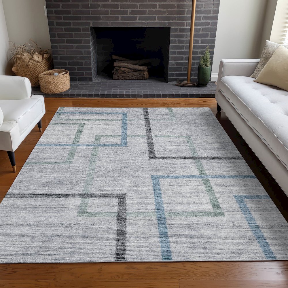 Premium Machine Washable Mayfield AMF826 Gray 2'6" x 3'10" Rug. Picture 5