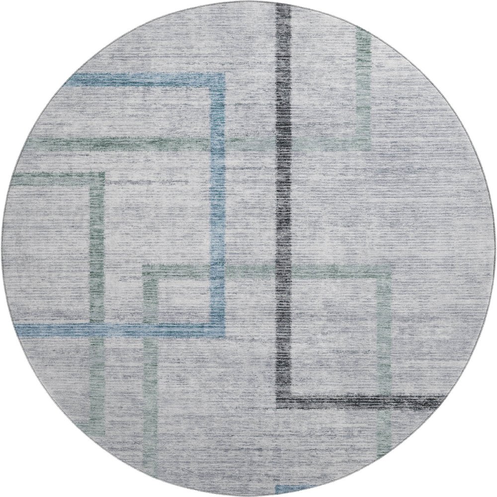 Premium Machine Washable Mayfield AMF826 Gray 8' x 8' Round Rug. Picture 1
