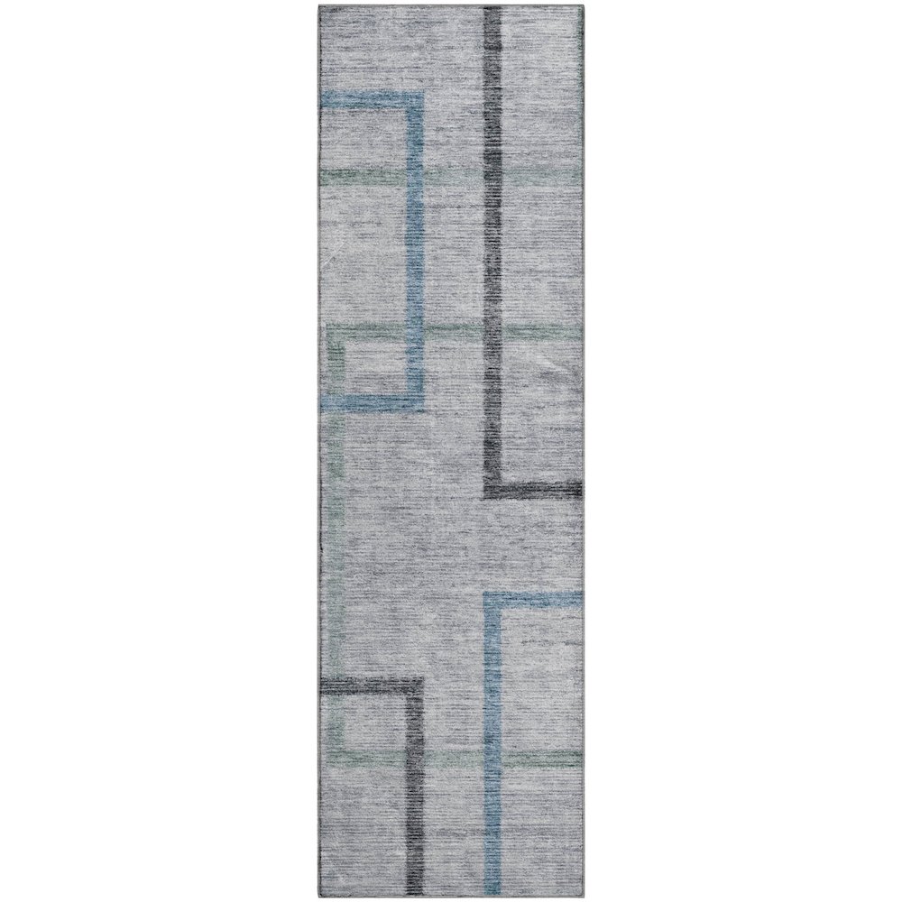 Premium Machine Washable Mayfield AMF826 Gray 2'3" x 7'6" Runner Rug. Picture 1