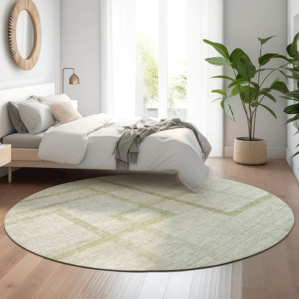 Premium Machine Washable Mayfield AMF827 Aloe 8' x 8' Round Rug. Picture 5
