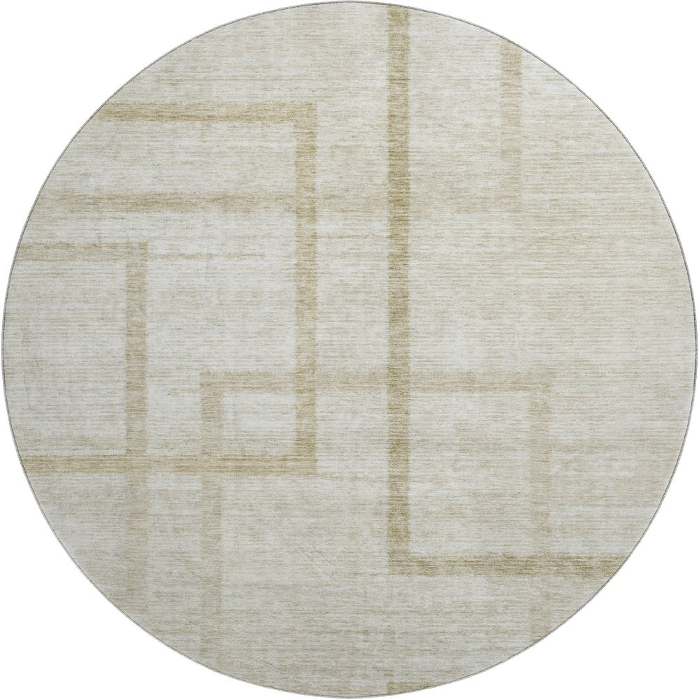 Premium Machine Washable Mayfield AMF827 Beige 8' x 8' Round Rug. Picture 1