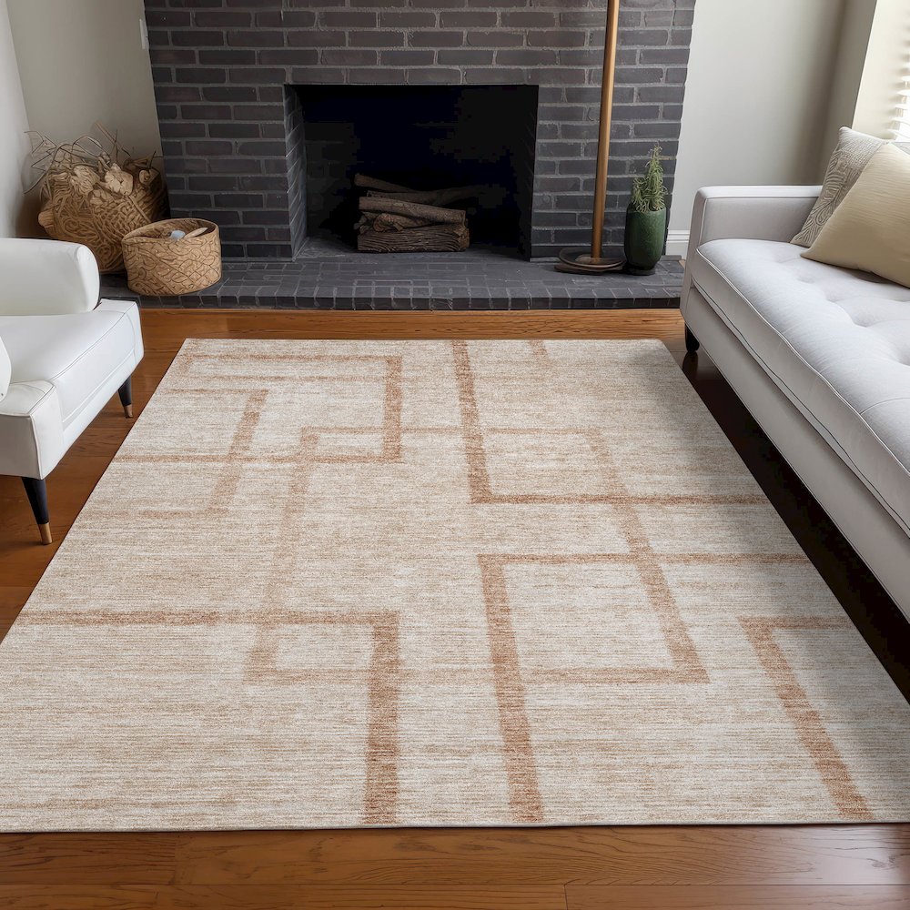 Premium Machine Washable Mayfield AMF827 Coral 2'6" x 3'10" Rug. Picture 5