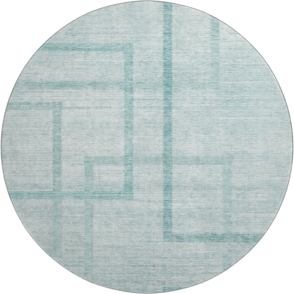 Premium Machine Washable Mayfield AMF827 Teal 8' x 8' Round Rug. Picture 1