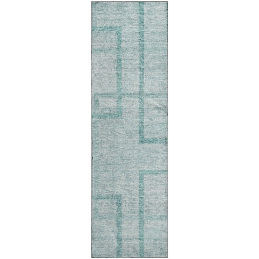 Premium Machine Washable Mayfield AMF827 Teal 2'3" x 7'6" Runner Rug. Picture 1