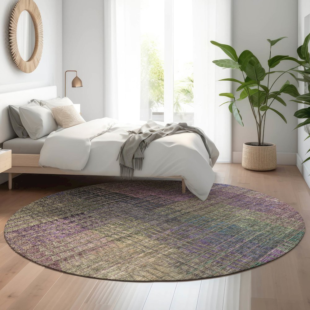 Premium Machine Washable Mayfield AMF828 Plum 8' x 8' Round Rug. Picture 5