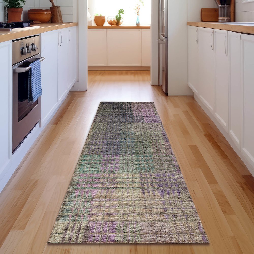 Premium Machine Washable Mayfield AMF828 Plum 2'3" x 7'6" Runner Rug. Picture 5