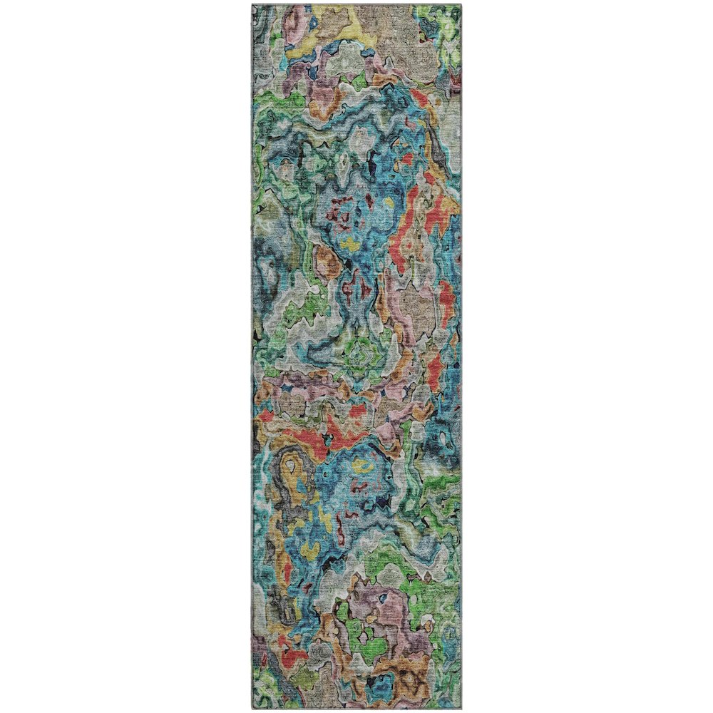Premium Machine Washable Mayfield AMF829 Blue 2'3" x 7'6" Runner Rug. Picture 1