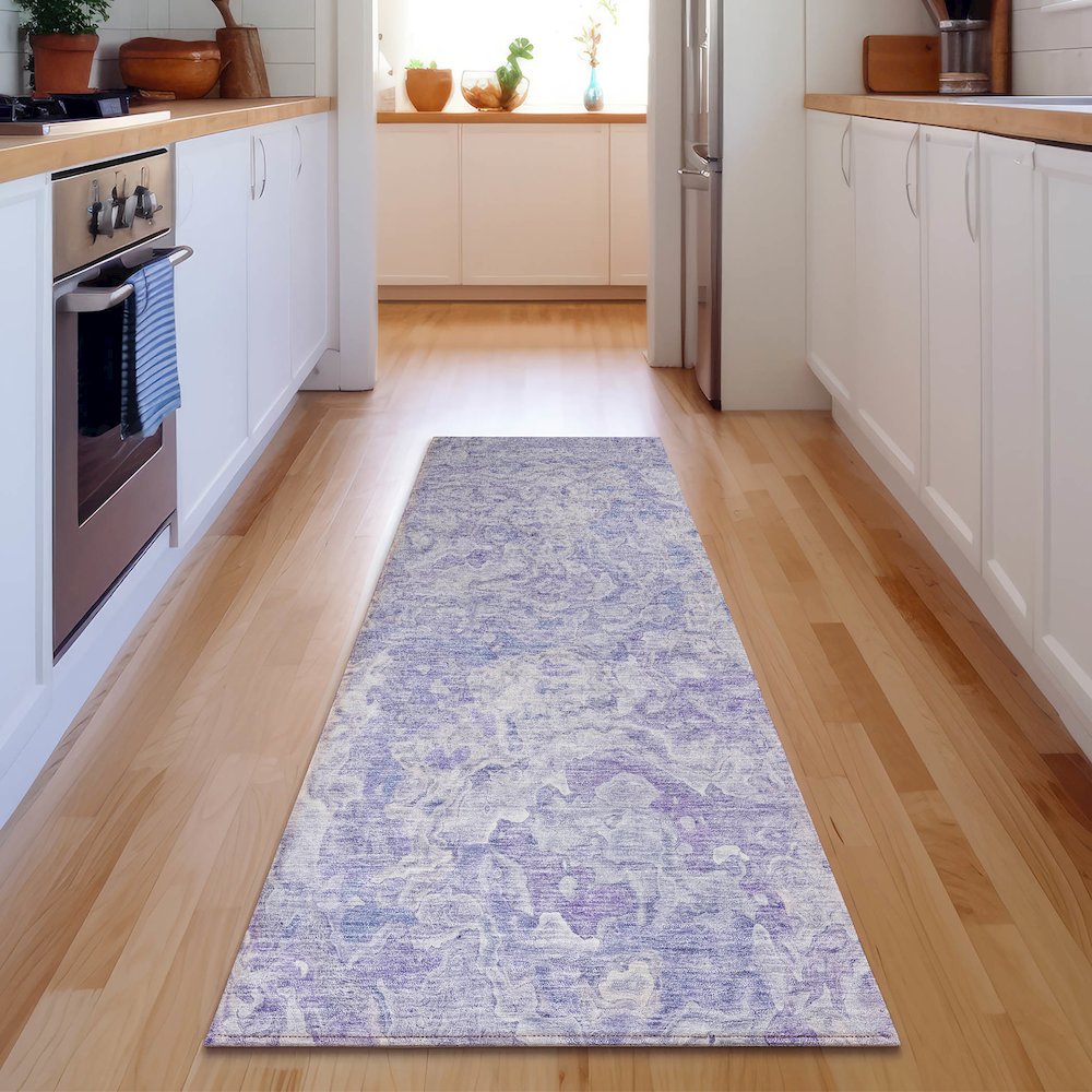 Premium Machine Washable Mayfield AMF829 Plum 2'3" x 7'6" Runner Rug. Picture 5
