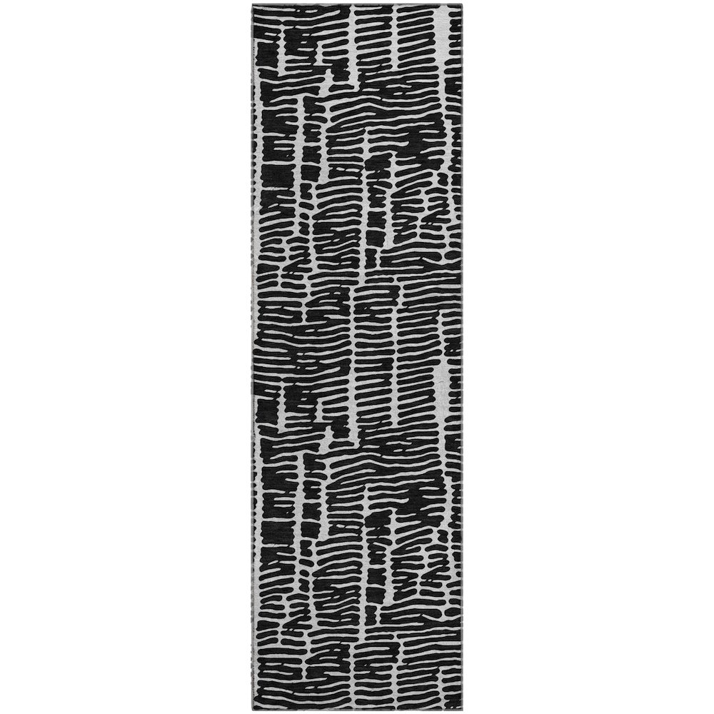 Premium Machine Washable Mayfield AMF830 Black 2'3" x 7'6" Runner Rug. Picture 1