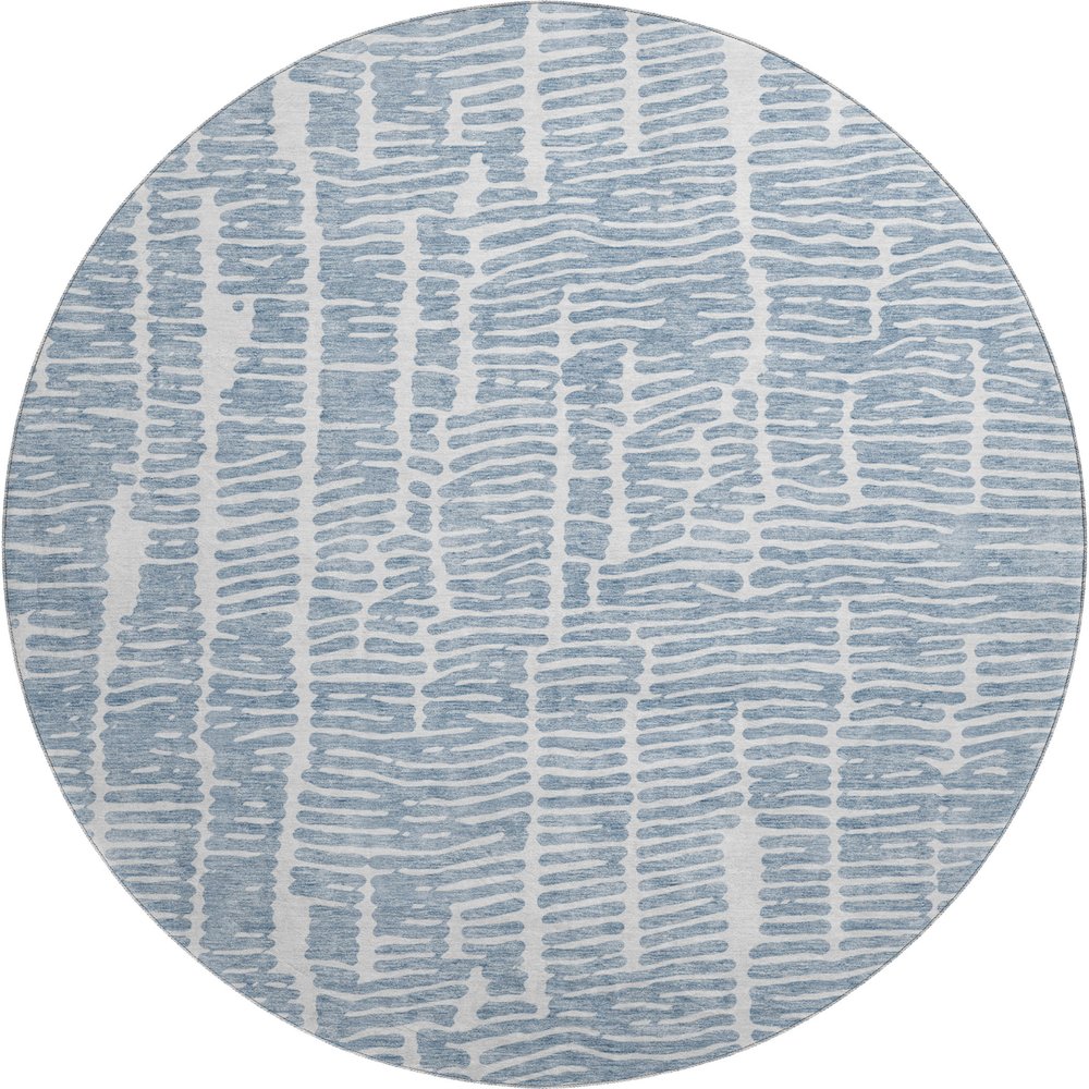 Premium Machine Washable Mayfield AMF830 Blue 8' x 8' Round Rug. Picture 1