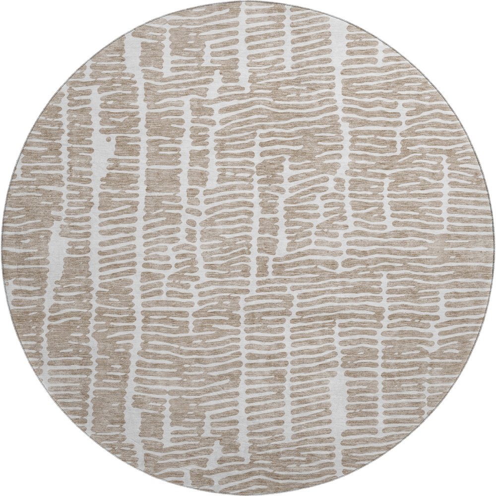 Premium Machine Washable Mayfield AMF830 Brown 8' x 8' Round Rug. Picture 1