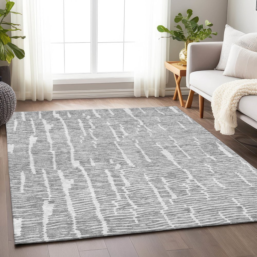 Premium Machine Washable Mayfield AMF830 Gray 2'6" x 3'10" Rug. Picture 6