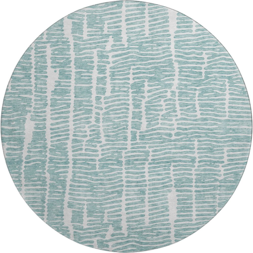 Premium Machine Washable Mayfield AMF830 Teal 8' x 8' Round Rug. Picture 1