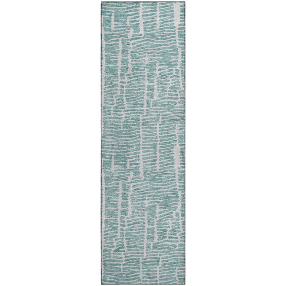 Premium Machine Washable Mayfield AMF830 Teal 2'3" x 7'6" Runner Rug. Picture 1