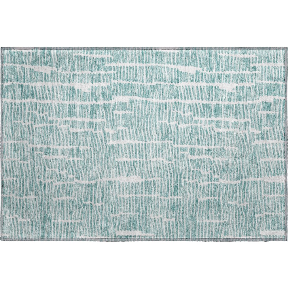 Premium Machine Washable Mayfield AMF830 Teal 1'8" x 2'6" Rug. Picture 1