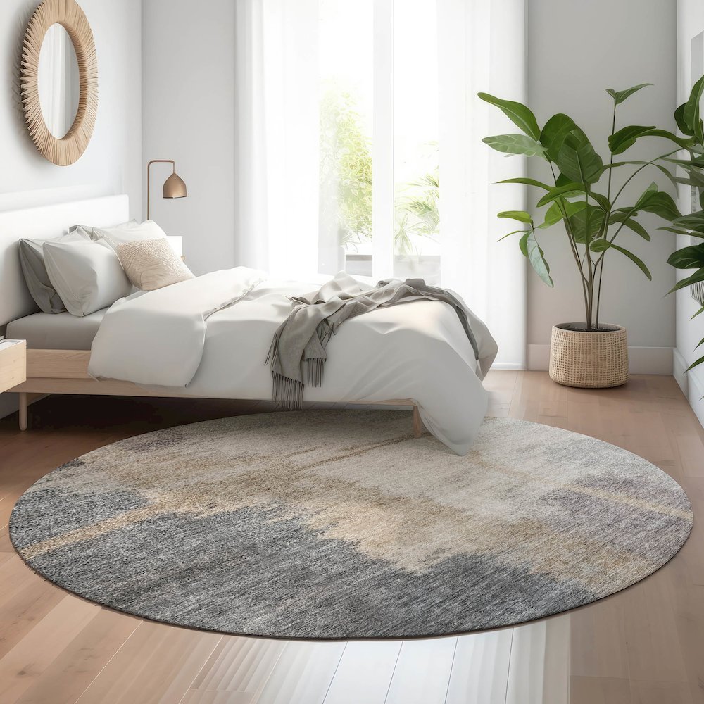 Premium Machine Washable Mayfield AMF831 Gray 8' x 8' Round Rug. Picture 5