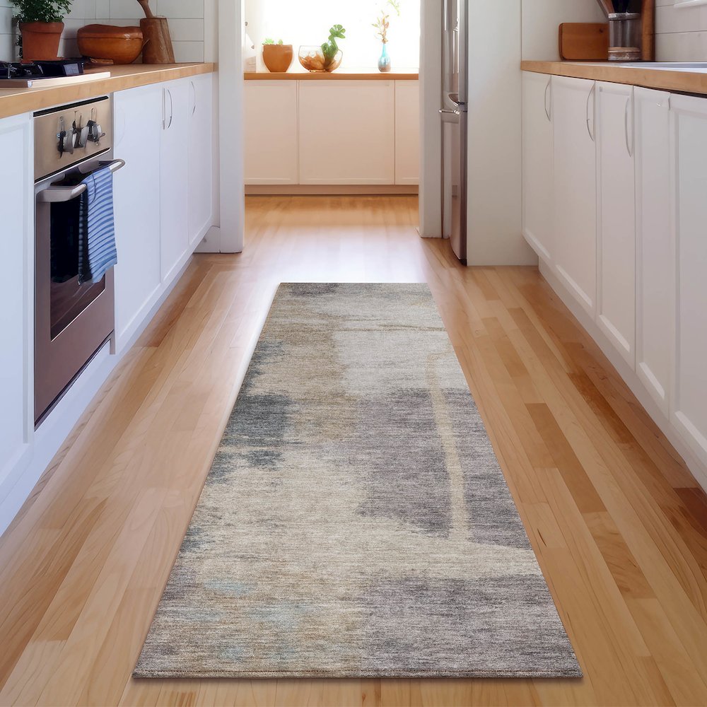 Premium Machine Washable Mayfield AMF831 Gray 2'3" x 7'6" Runner Rug. Picture 5