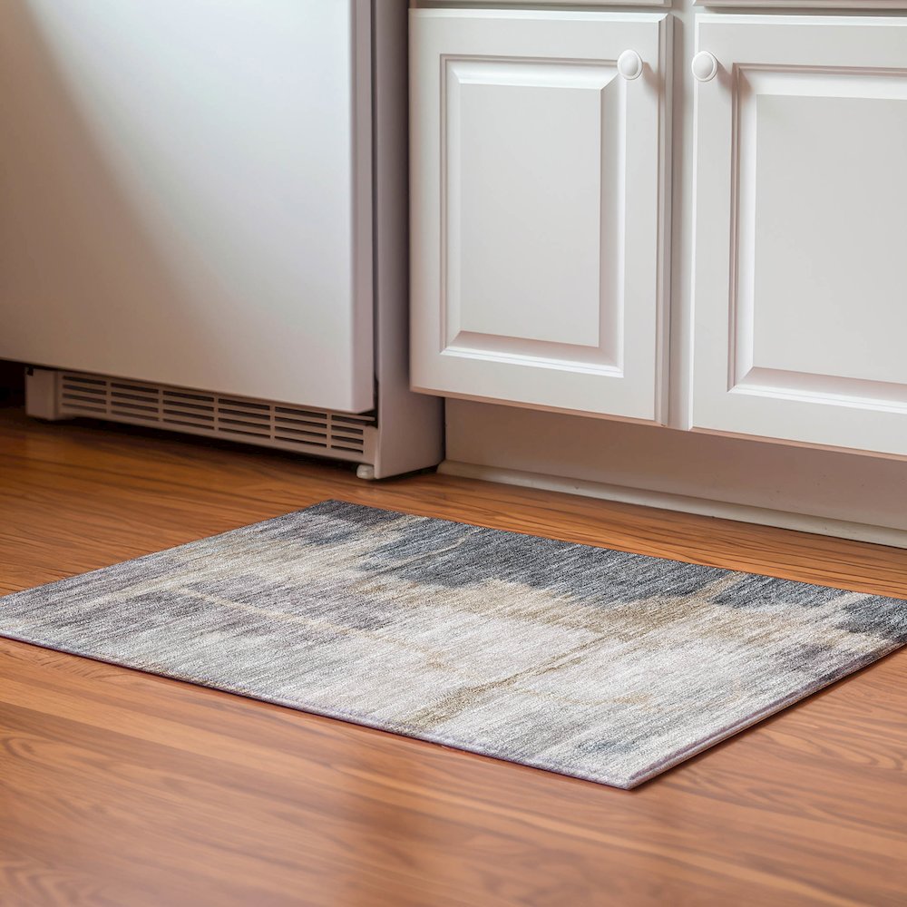 Premium Machine Washable Mayfield AMF831 Gray 1'8" x 2'6" Rug. Picture 5