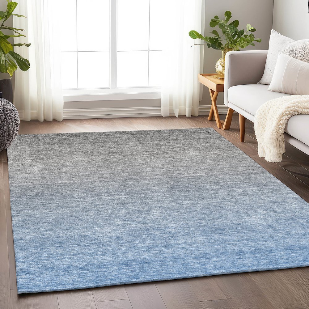 Premium Machine Washable Mayfield AMF833 Blue 2'6" x 3'10" Rug. Picture 6
