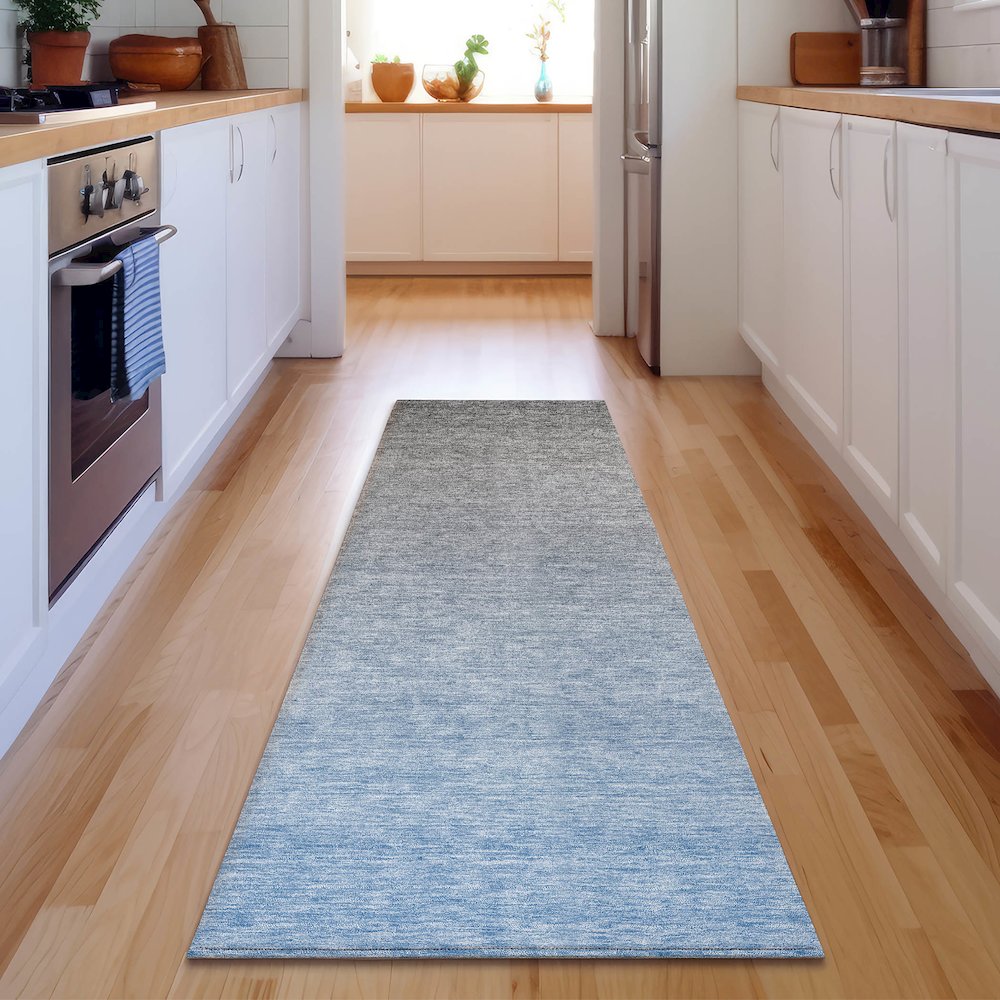 Premium Machine Washable Mayfield AMF833 Blue 2'3" x 7'6" Runner Rug. Picture 5