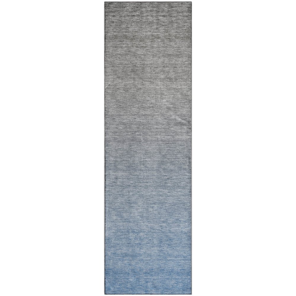 Premium Machine Washable Mayfield AMF833 Blue 2'3" x 7'6" Runner Rug. Picture 1