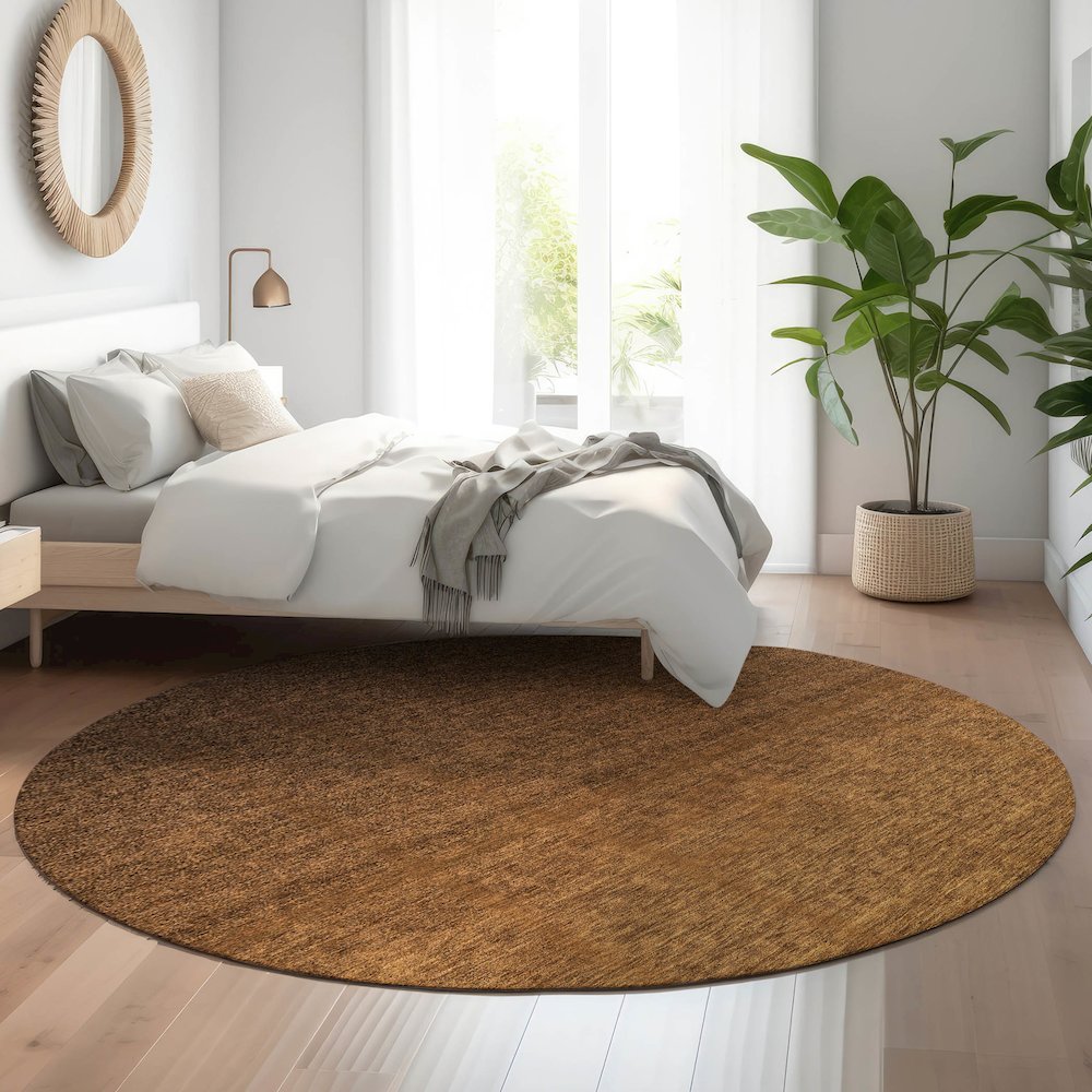 Premium Machine Washable Mayfield AMF833 Chocolate 8' x 8' Round Rug. Picture 5